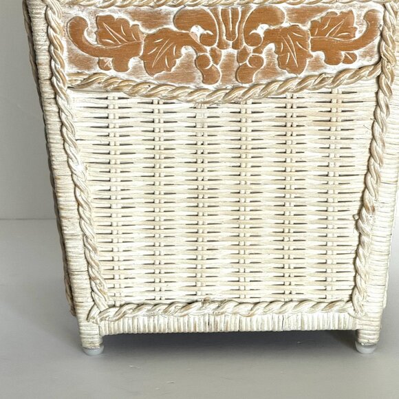 Pier 1 Rattan Waste Basket 11.5" White Wash Jamaica Collection Wicker Trash Can - Picture 3 of 16